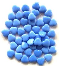 50 10mm Opaque Blue Glass Heart Beads